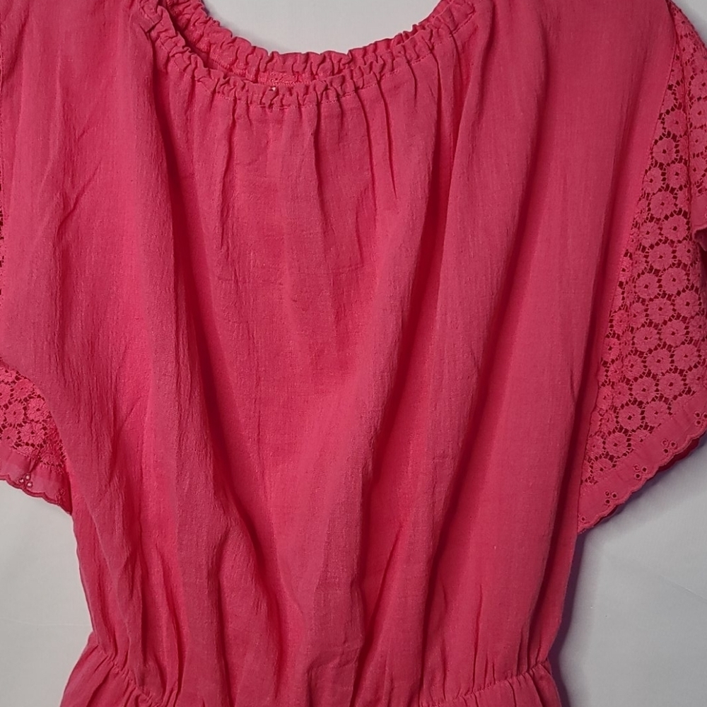Victoria Secret peasant tunic lace sleeve pink top - Picture 3 of 7